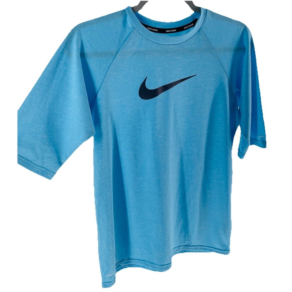 NIKE Swim Boy’s XL Blue Dri-Fit UPF 40+ Rash Guard Half Sleeve Swim Shirt